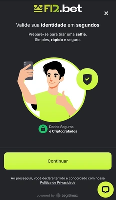 Etapa de verificação de identidade da F12.bet